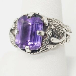 Vintage Carol Felley Amethyst 925 wing/leaf filigree design